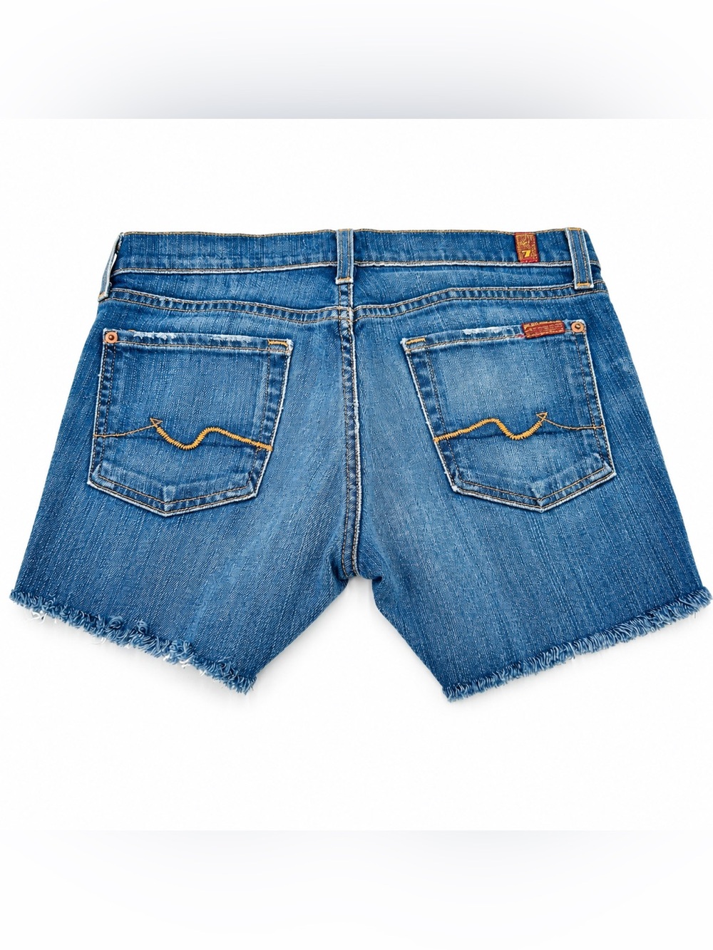 7 For All Mankind Jean Shorts Women size 29 Blue Denim Cutoff frayed Hem